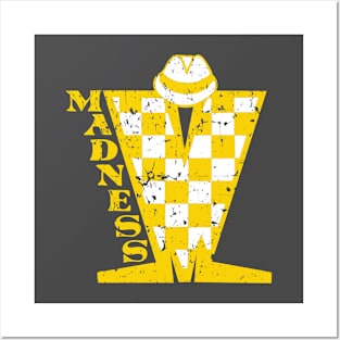 Madness Vintage Checkerboard Gold & White Posters and Art